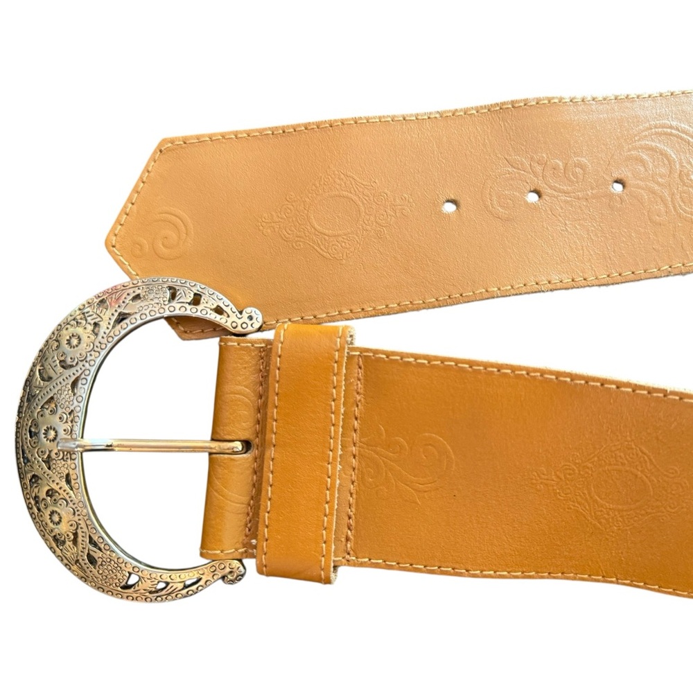 Statement belt by Axcess made in Italy genuine leather Western esque - Picture 4 of 9